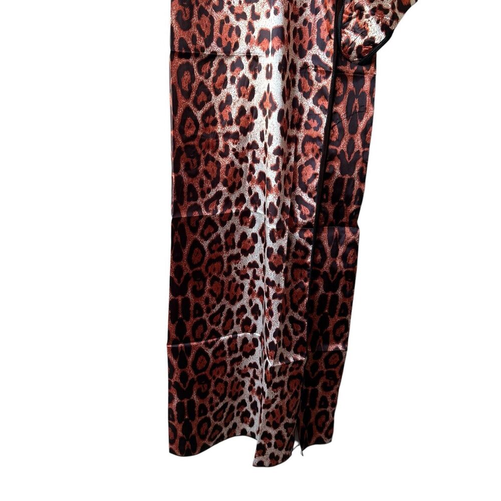 Fredericks Hollywood Lace Satin Gown S Leopard Slit Nightgown Set Boudoir NWT - Picture 6 of 16